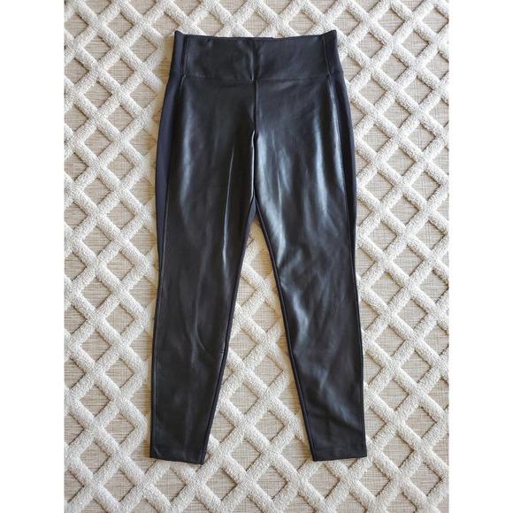 Athleta Delancey Gleam Moto Tight Leggings Pants Vegan Leather Black Size Large - Picture 2 of 9